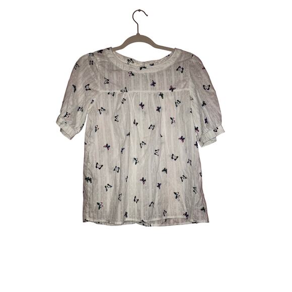 Jane & Delancey butterfly Swiss dot white top size medium - Picture 1 of 6